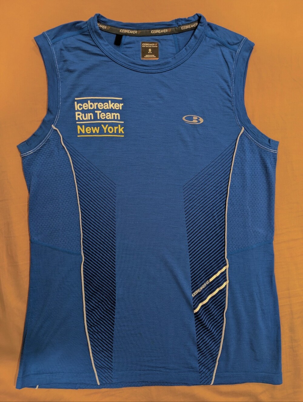 Icebreaker GT Wool Men’s Blue Run Team Sleeveless Performance Top - New York